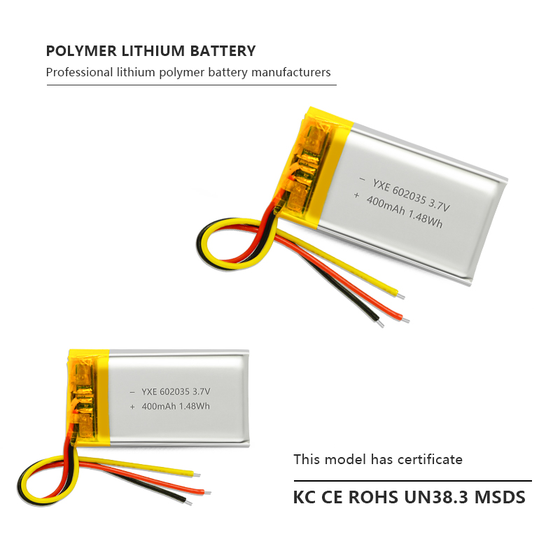 3.7 V Li-ion Battery 602035-400mah